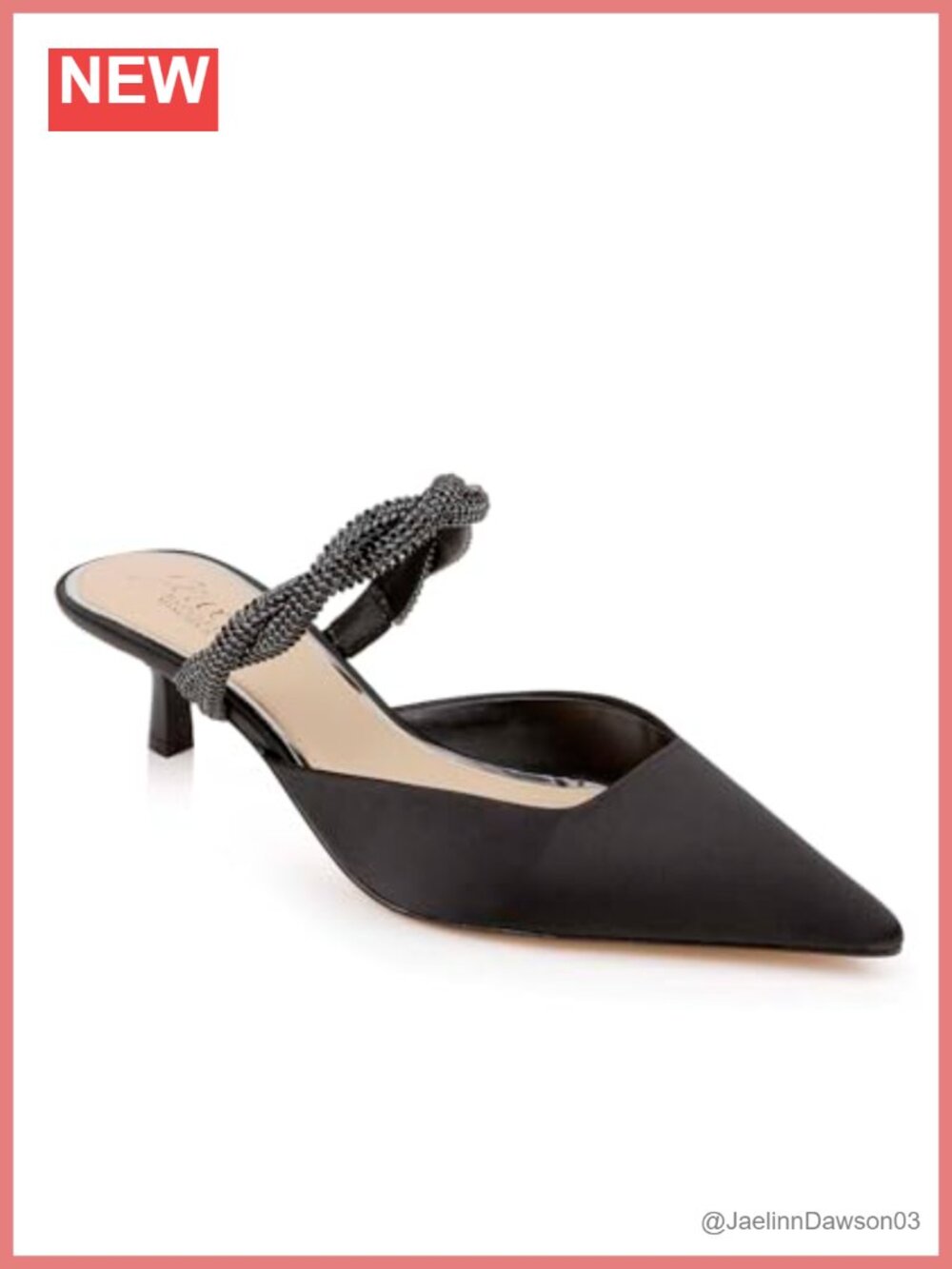Jewel Bedazzled Kitten Heel Mules with Pointed Toe